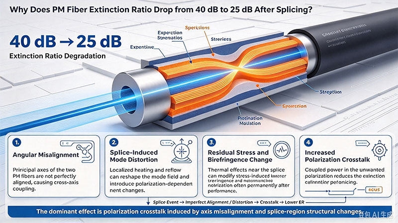 PM Fiber Splicing: Why Extinction Ratio Drops from 40 dB to 25 dB